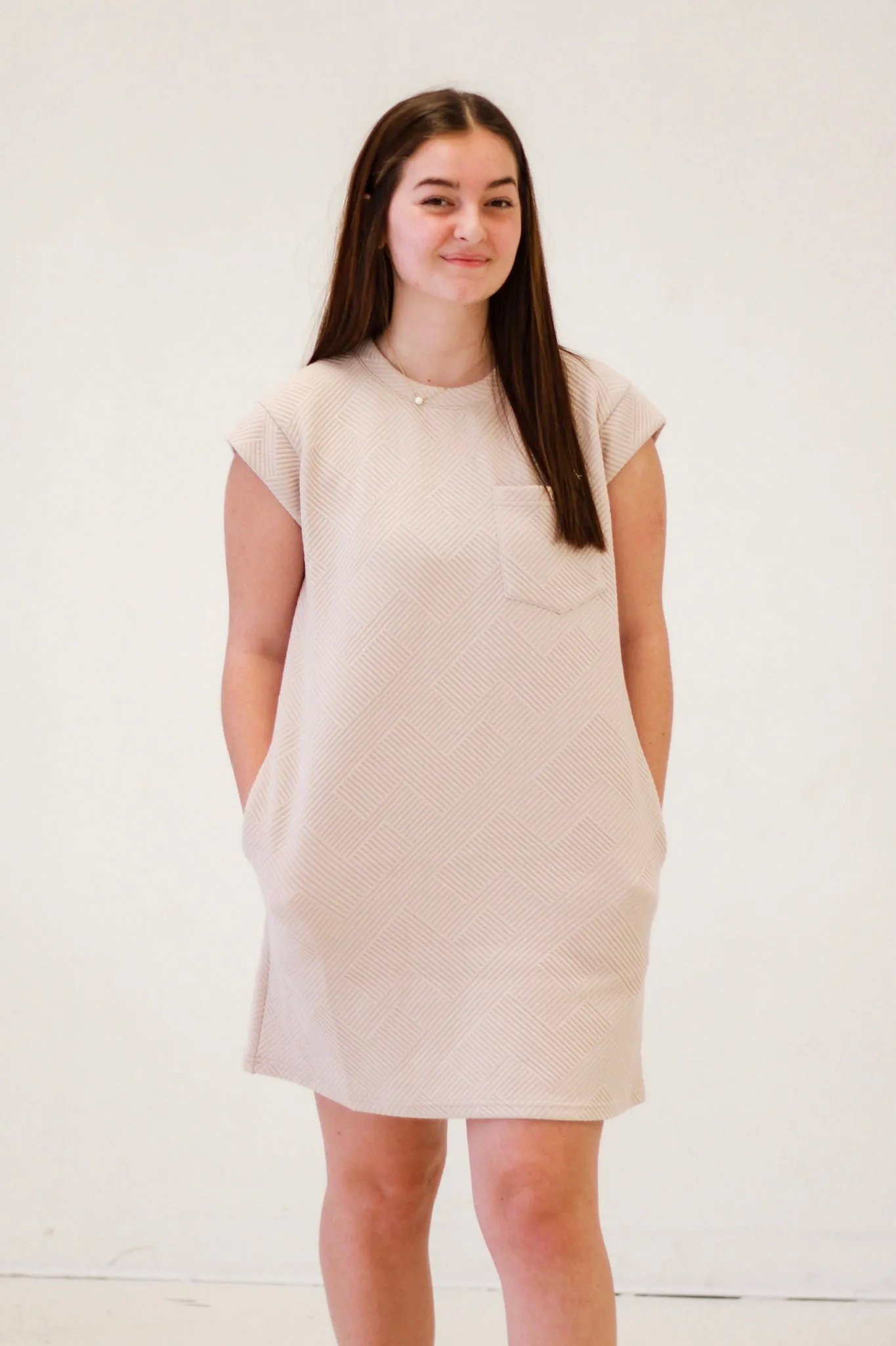 Textured in Love Light Taupe Dress