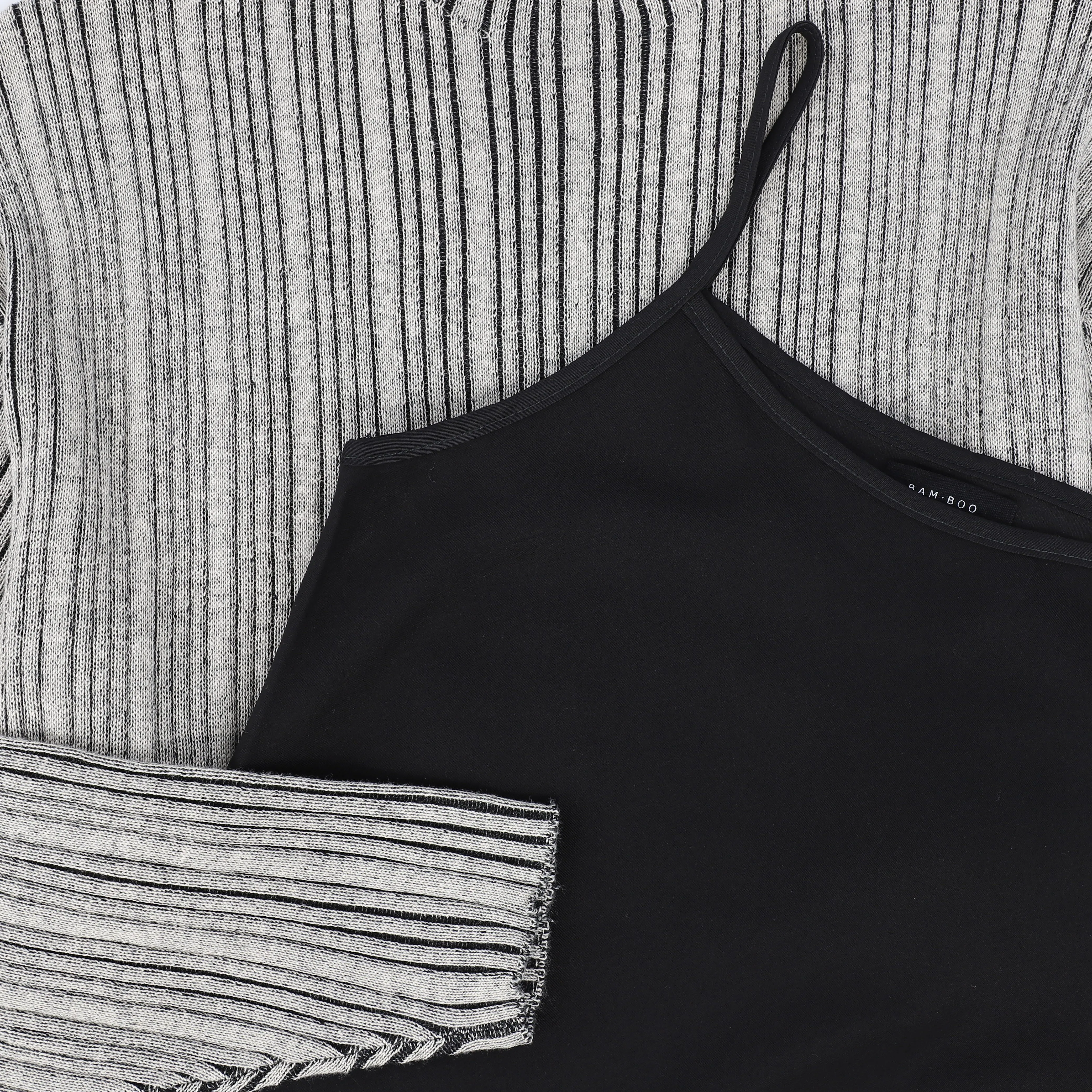 Textured knit black maxi dress set by Bamboo