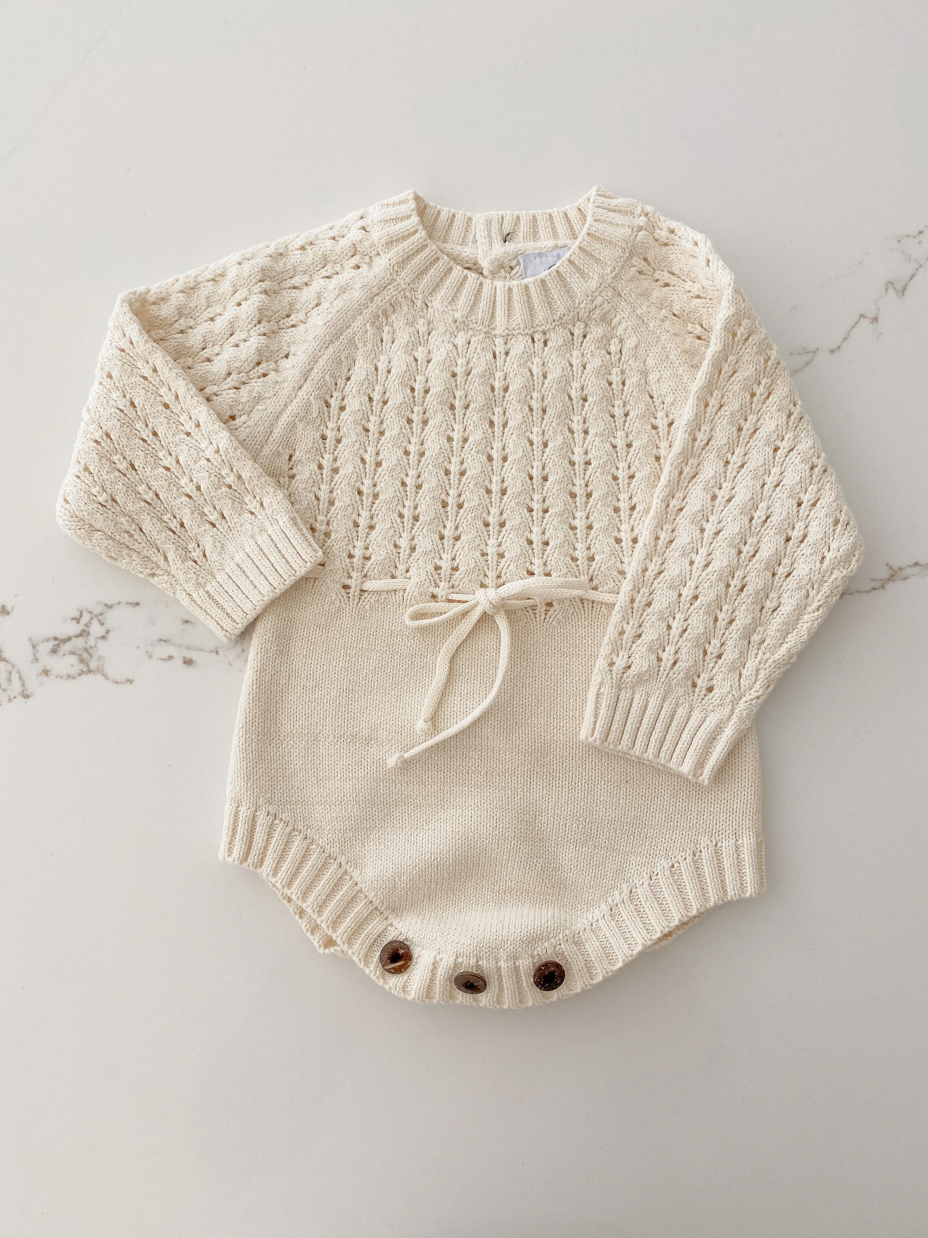 Textured Knit Romper - Milk