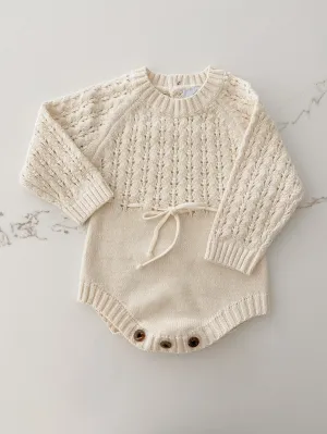 Textured Knit Romper - Milk