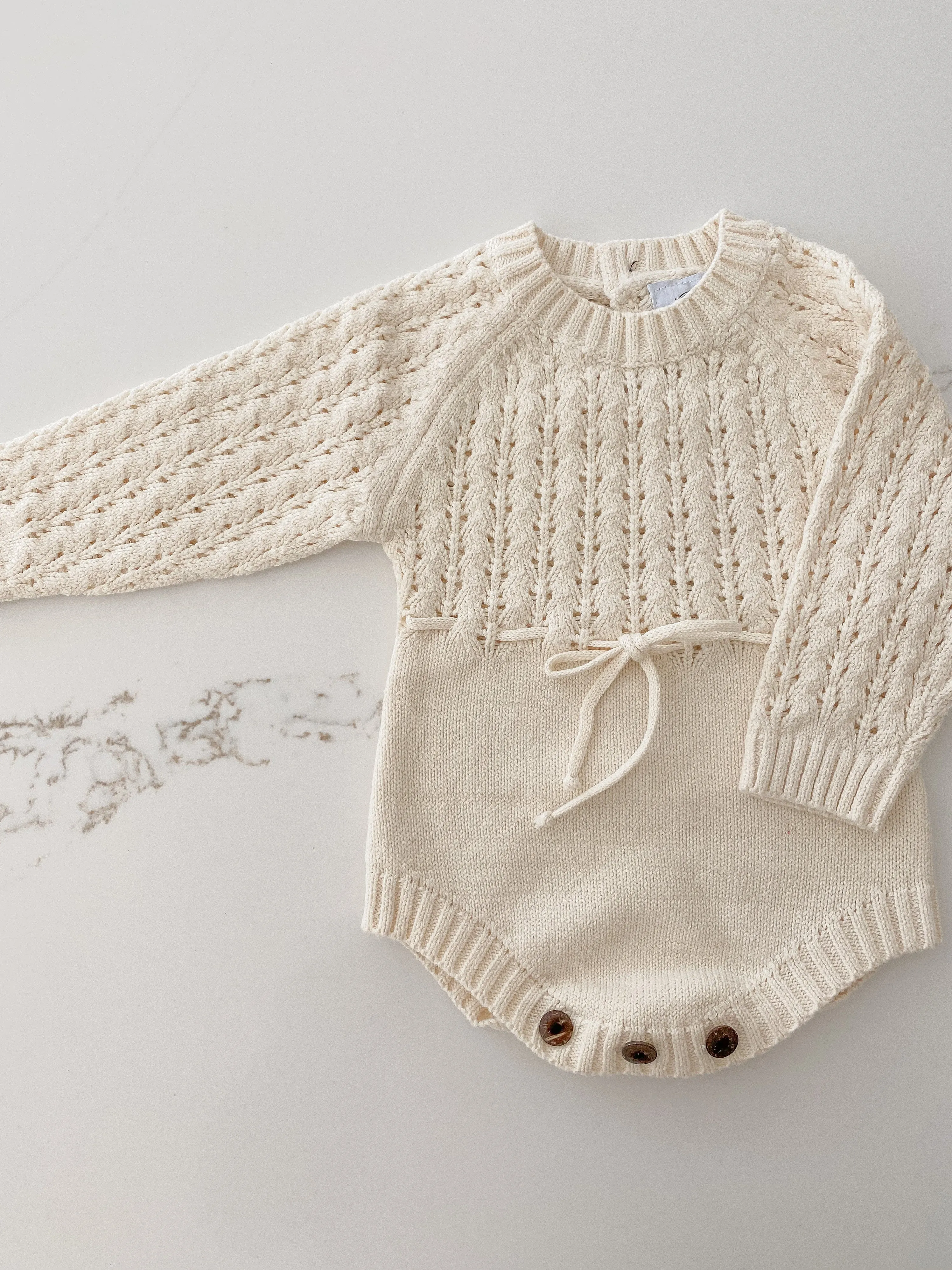 Textured Knit Romper - Milk