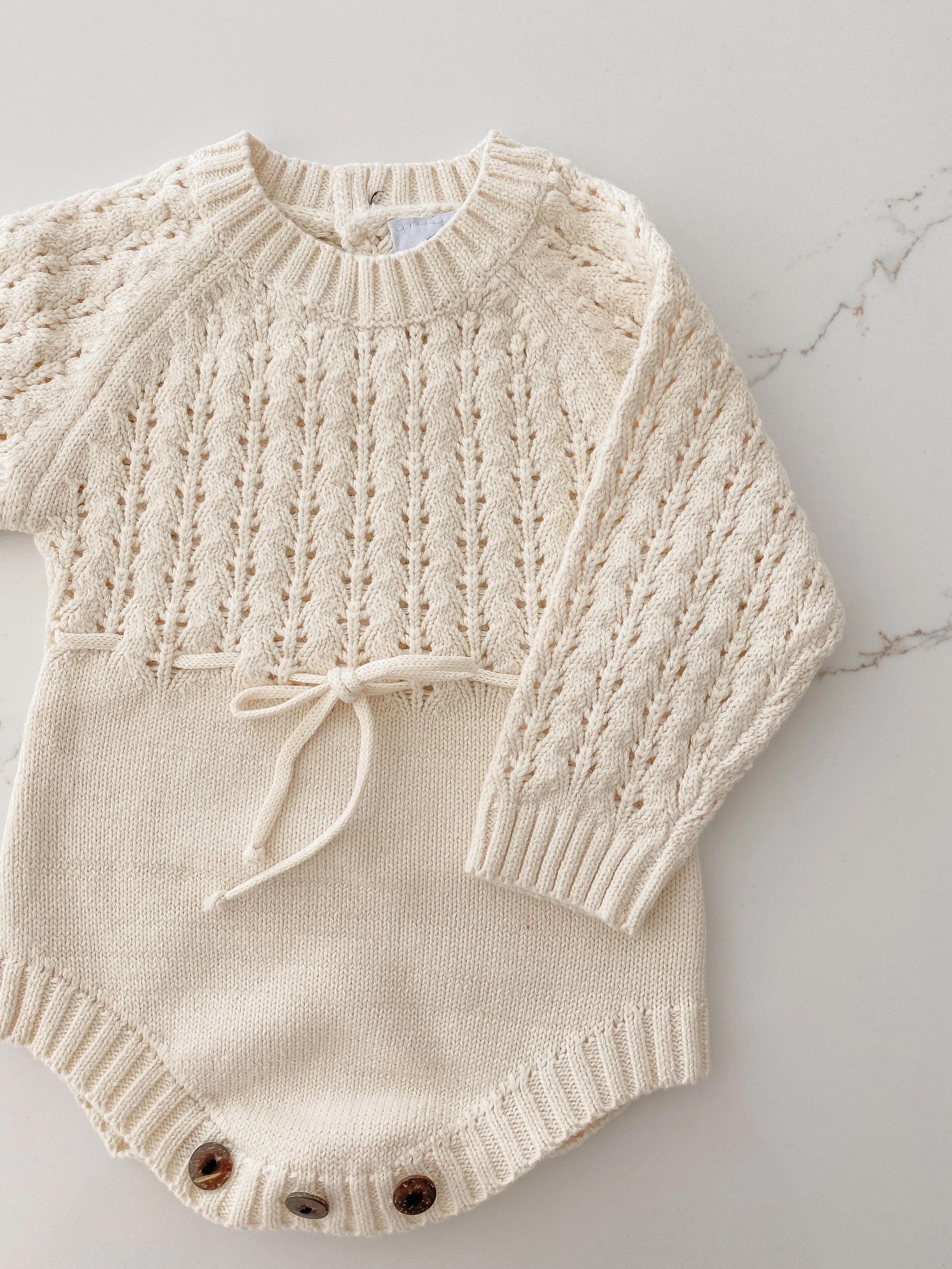 Textured Knit Romper - Milk