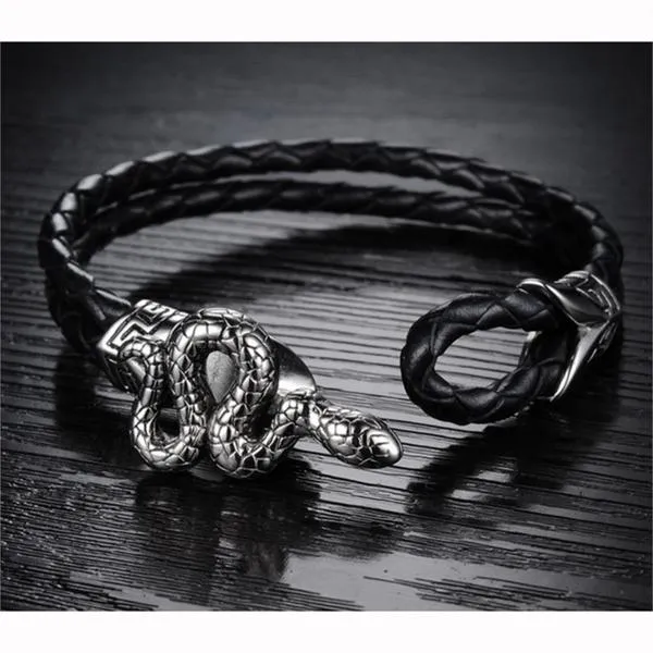 Textured Leather Serpent Bracelet
