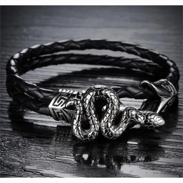 Textured Leather Serpent Bracelet