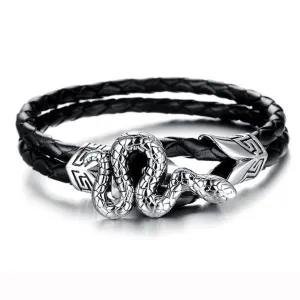 Textured Leather Serpent Bracelet
