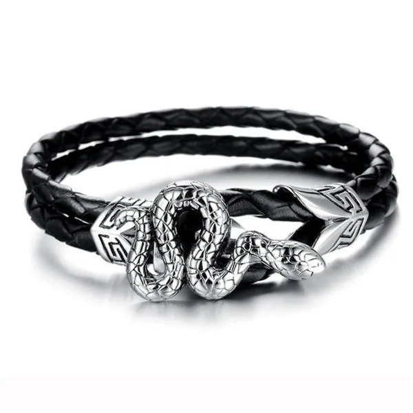 Textured Leather Serpent Bracelet