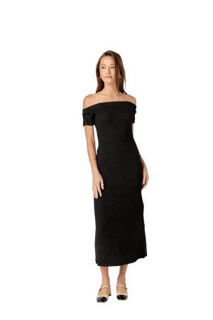 Textured Off Shoulder Midi