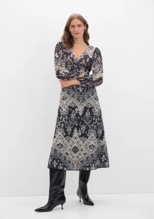 Textured Print Dress - Multicolor