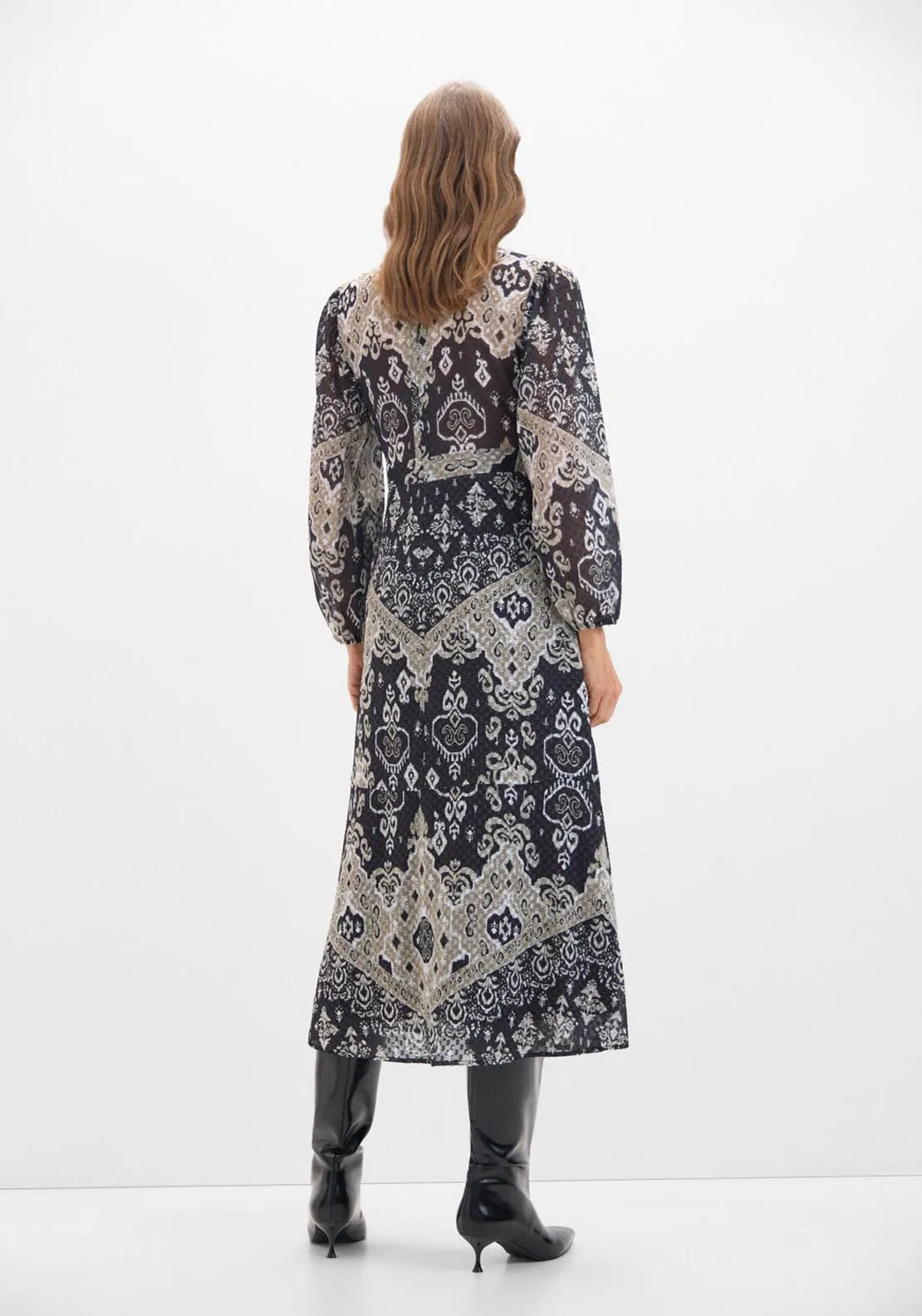 Textured Print Dress - Multicolor