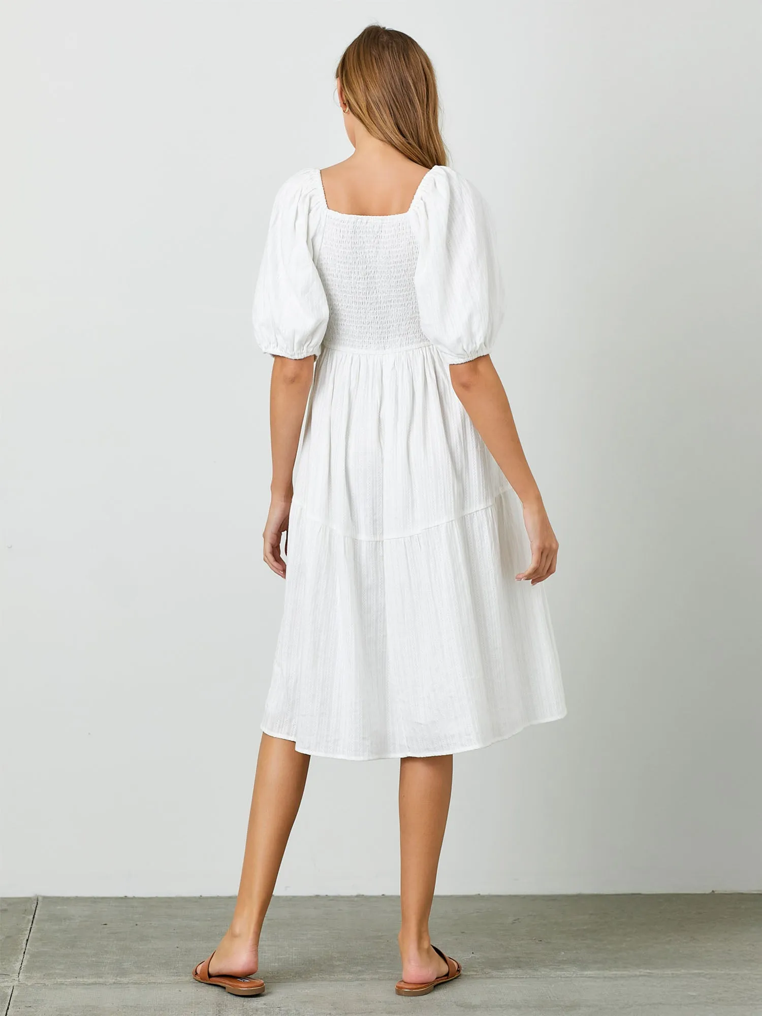 Textured Puff Sleeve Maxi Sun Dress
