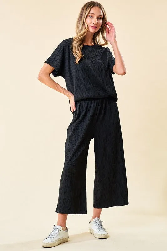 Textured Short Sleeve and Texture Pant Set
