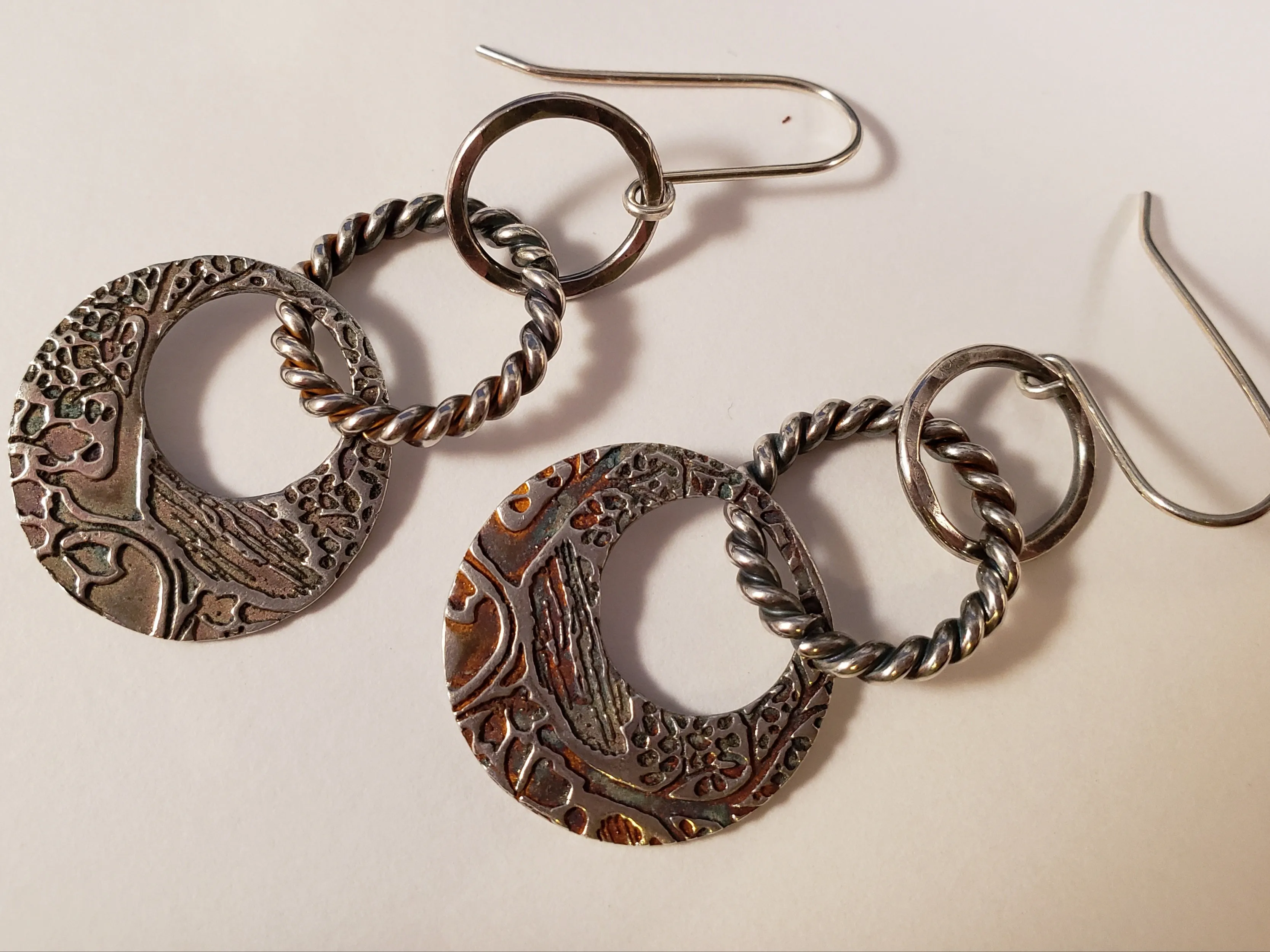 Textured Silver Earrings