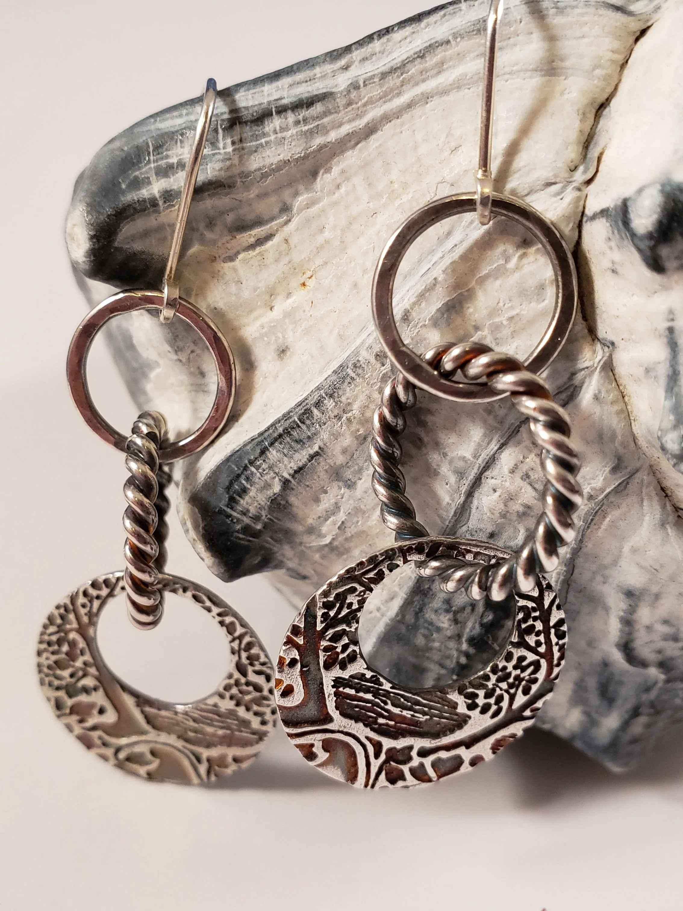 Textured Silver Earrings