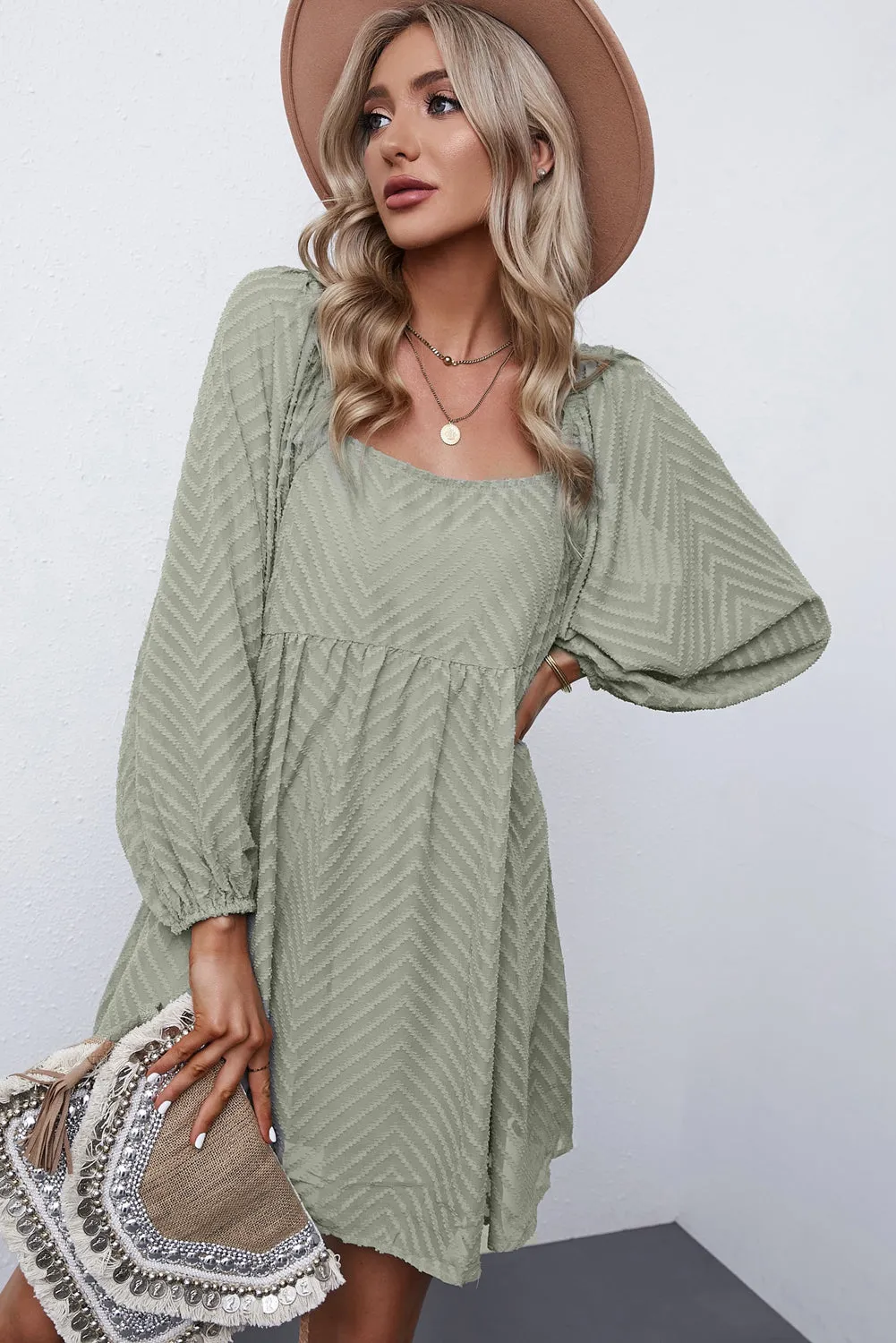 Textured Square Neck Mini Dress (6 Colors)