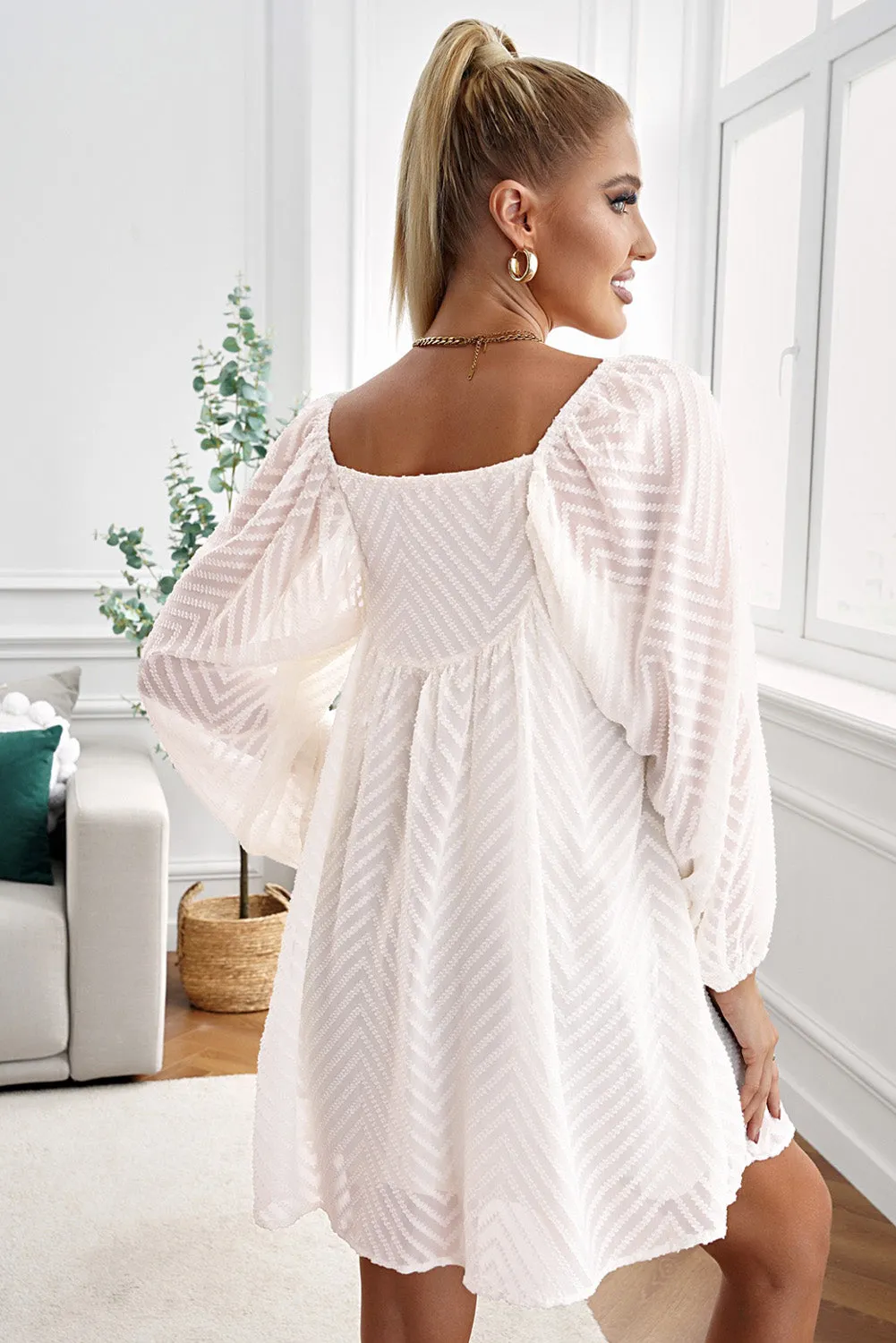 Textured Square Neck Mini Dress (6 Colors)