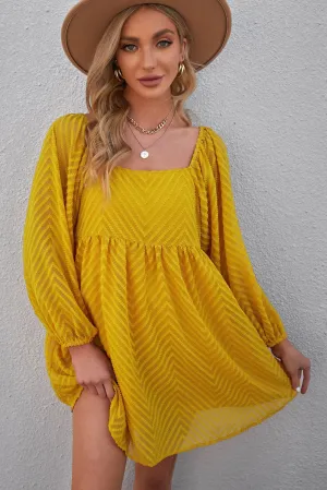 Textured Square Neck Mini Dress (6 Colors)