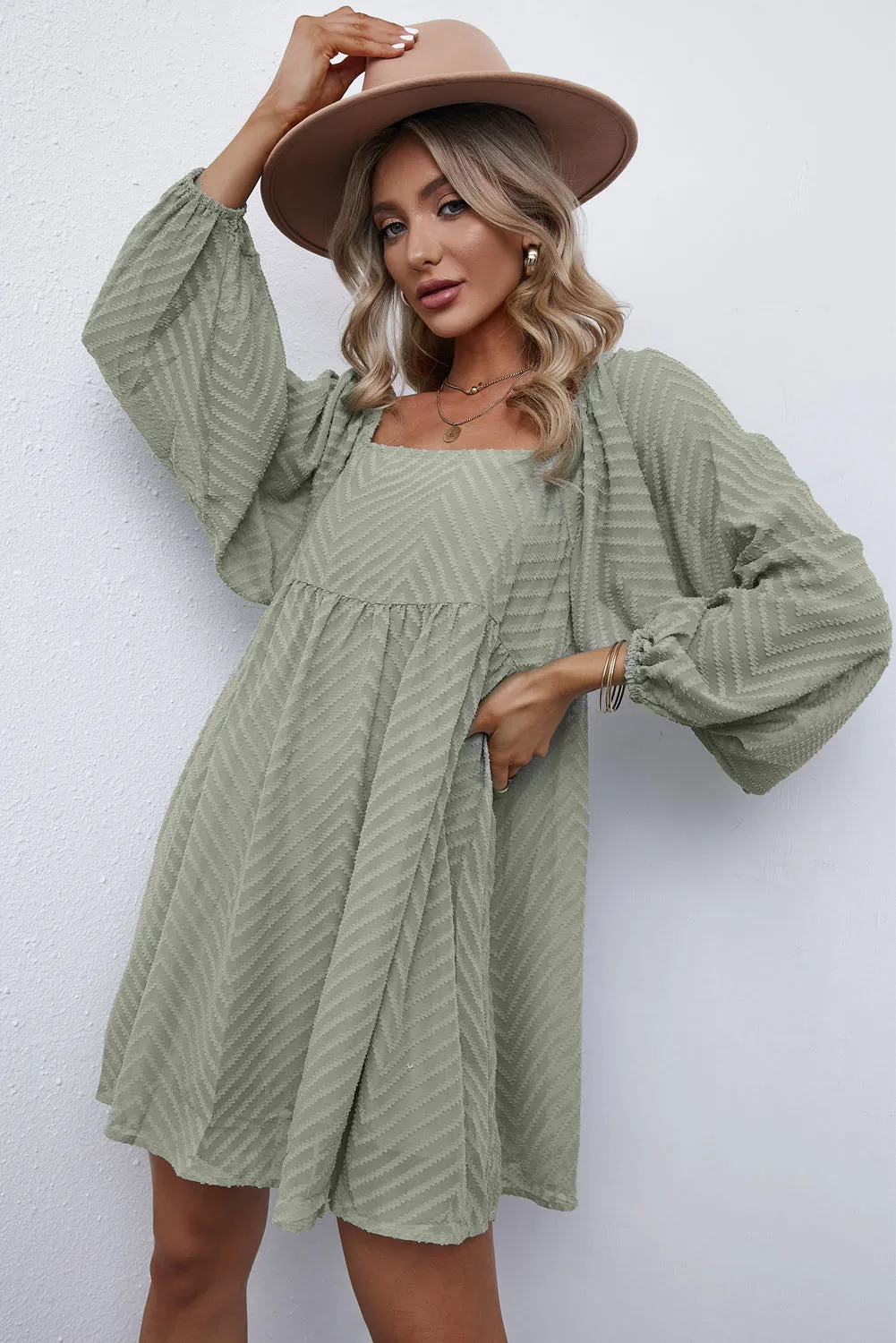 Textured Square Neck Mini Dress (6 Colors)
