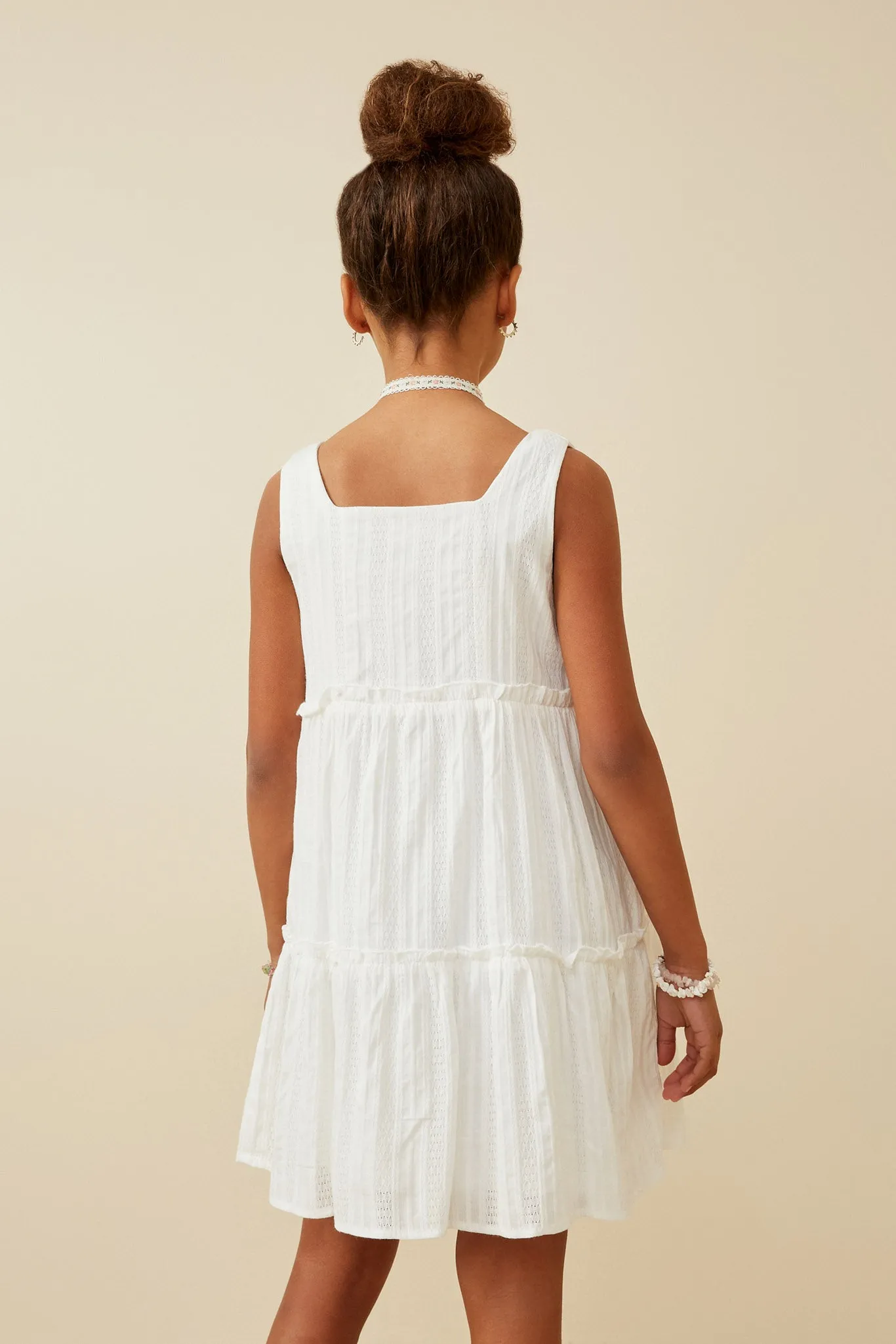 Textured Square Neck Ruffle Tiered Dress