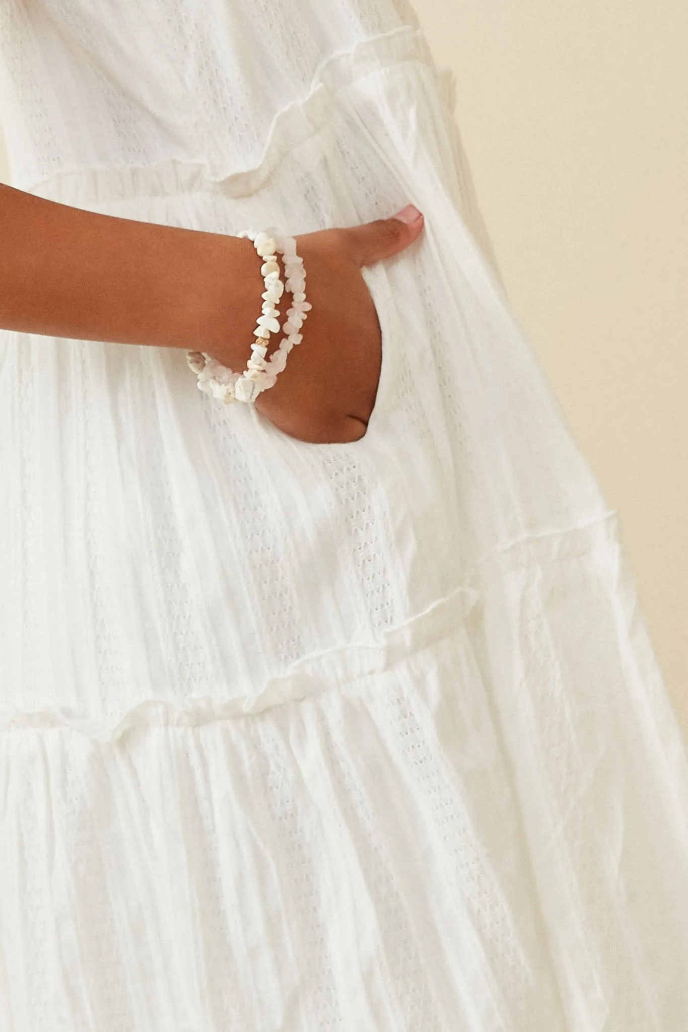 Textured Square Neck Ruffle Tiered Dress