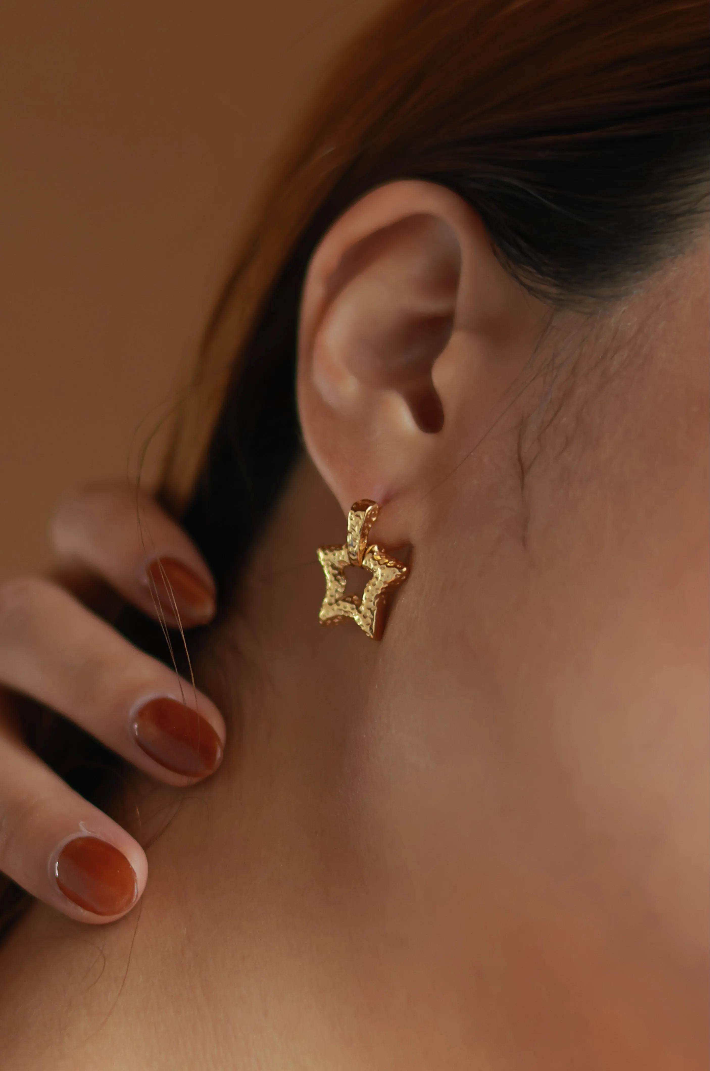 Textured Star Earrings
