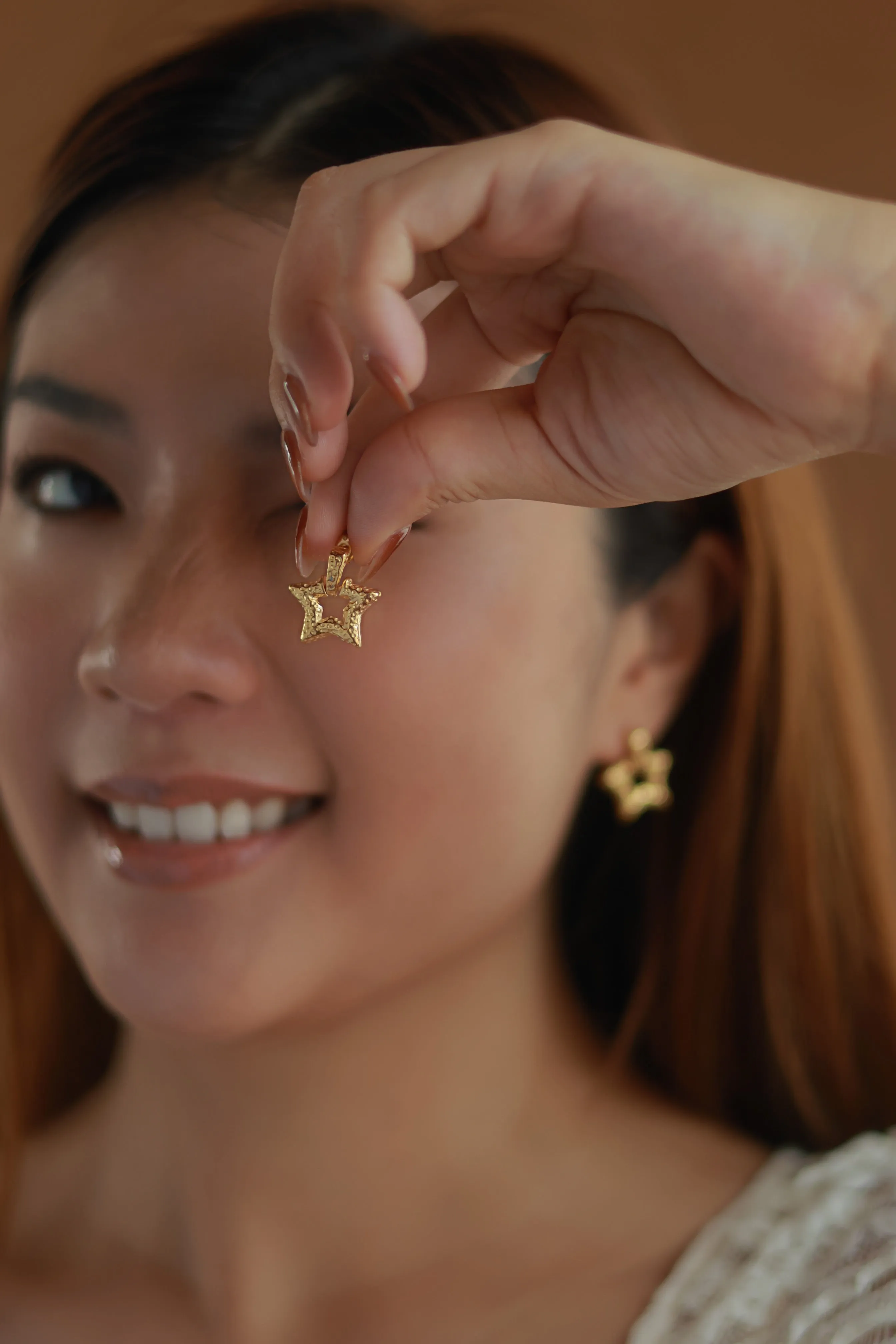 Textured Star Earrings