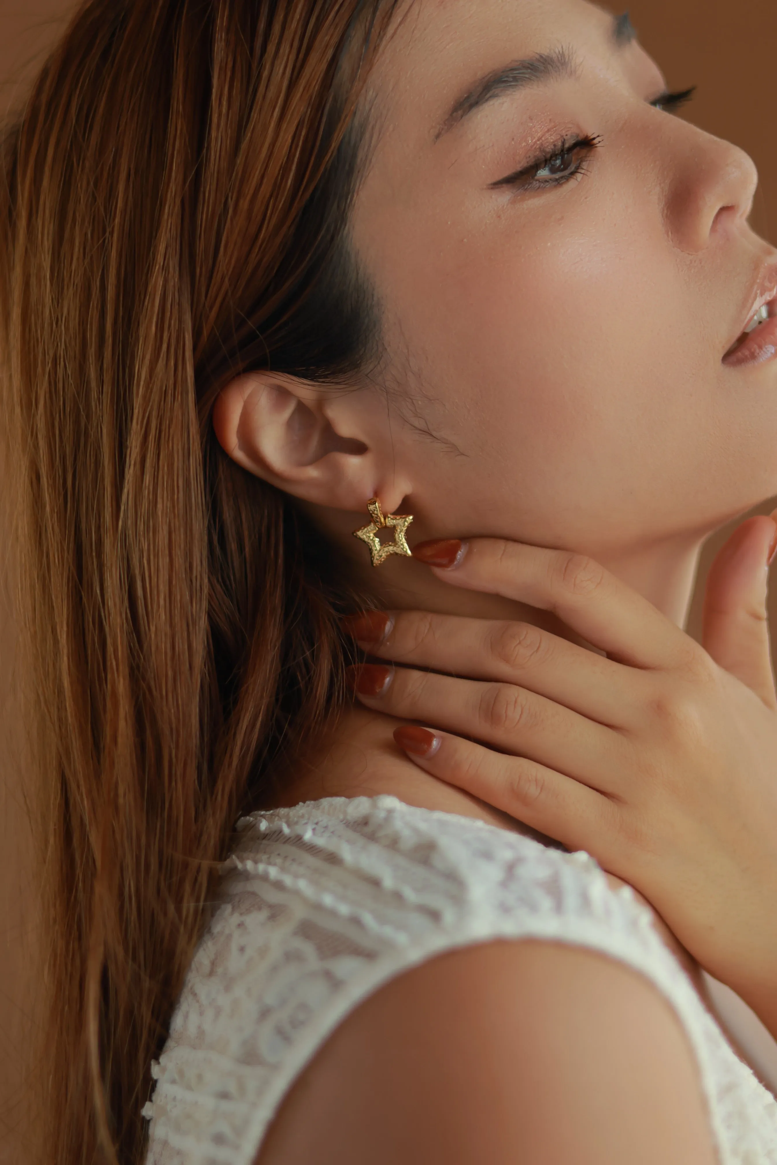 Textured Star Earrings