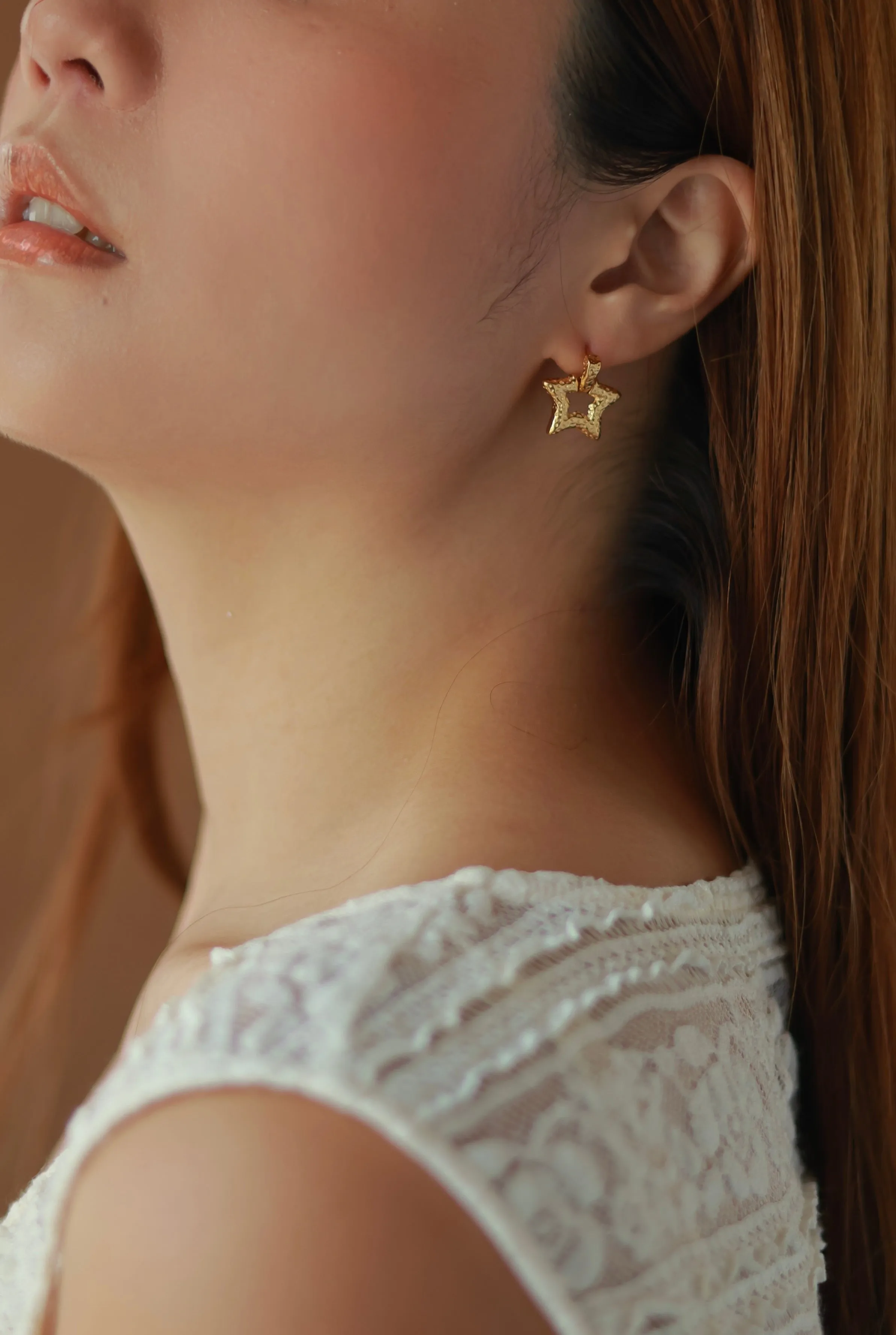 Textured Star Earrings