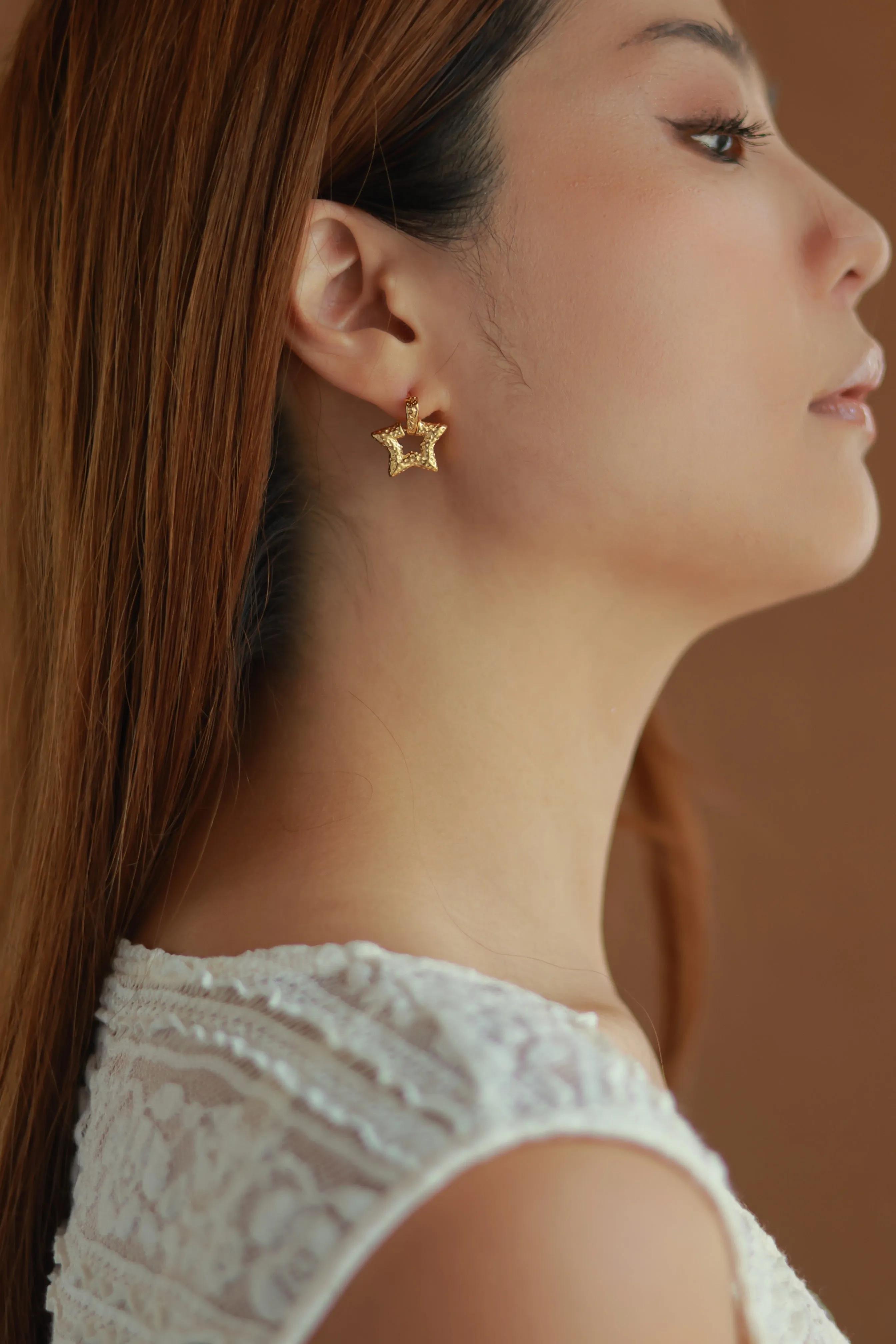 Textured Star Earrings