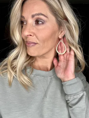 Textured Wide Teardrop Earrings, Worn Gold