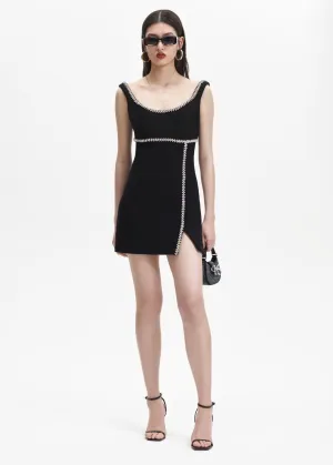 Textured Wool Mini Dress (Black)
