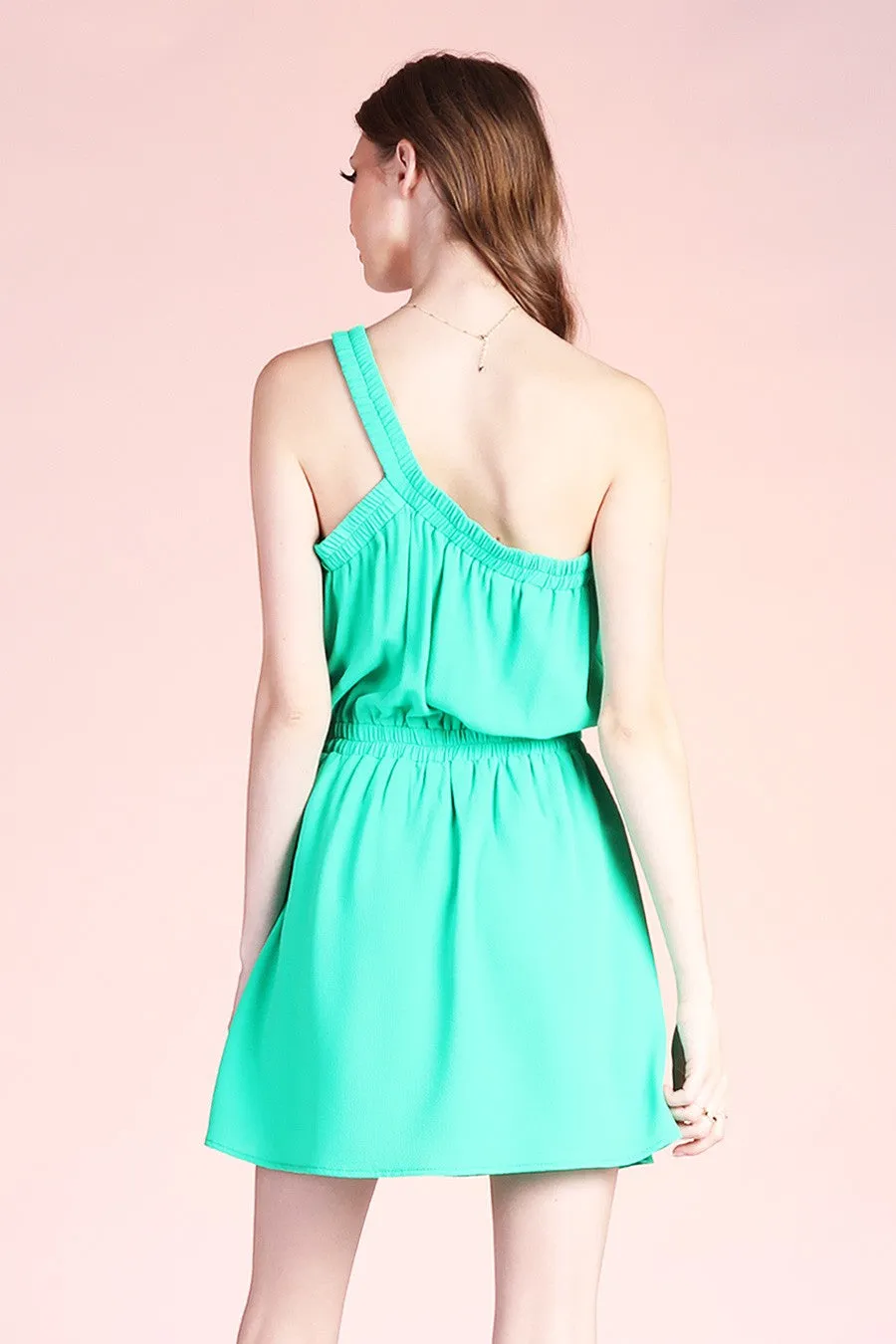 The Valerie Emerald Textured One Shoulder Dress - Final Sale