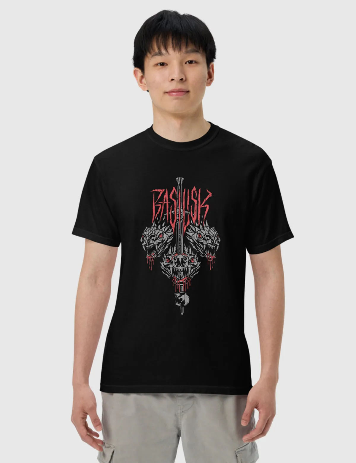 The Witcher Basilisk Men’s Garment-dyed Heavyweight T-shirt [Black]