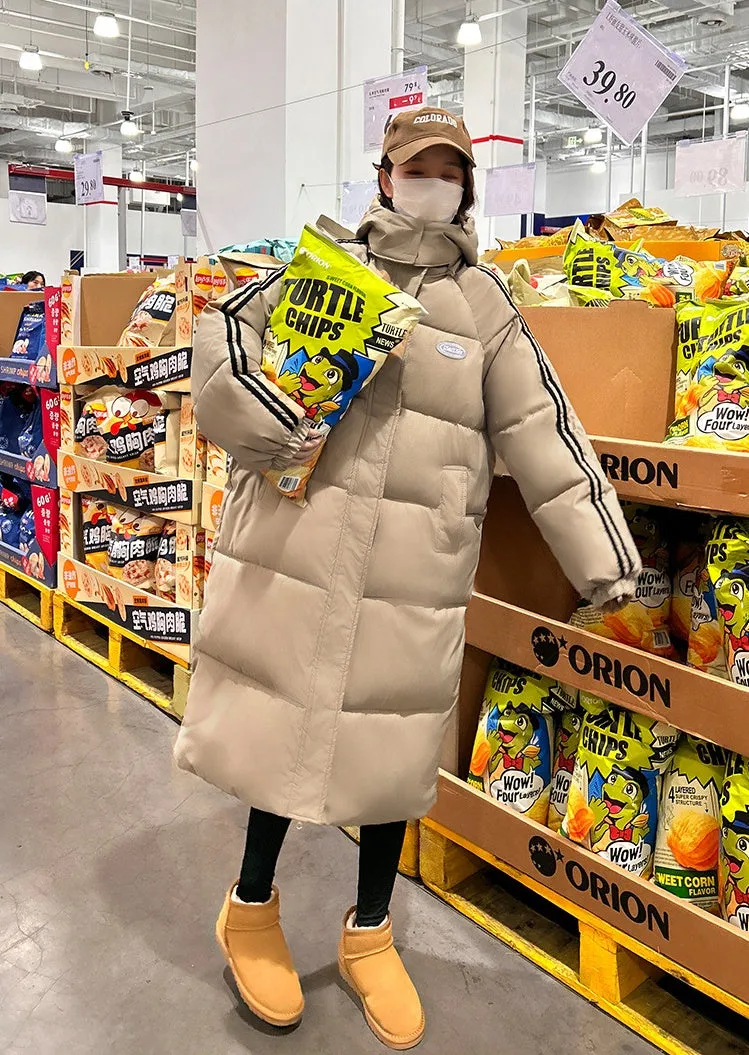 Thickened Knee-Length Water-Resistant Puffer Coat for Women