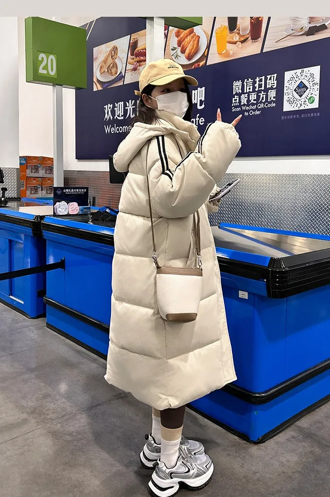 Thickened Knee-Length Water-Resistant Puffer Coat for Women