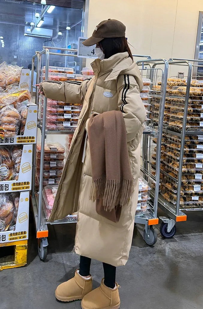 Thickened Knee-Length Water-Resistant Puffer Coat for Women