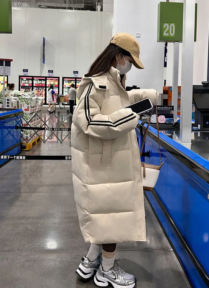 Thickened Knee-Length Water-Resistant Puffer Coat for Women