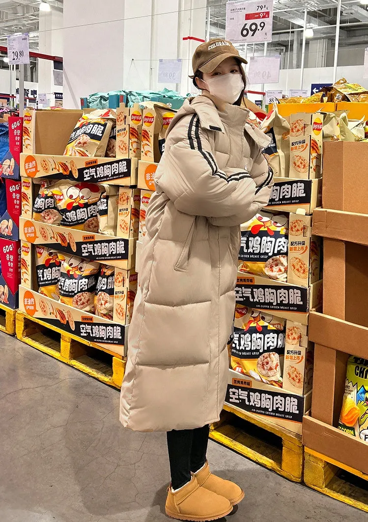 Thickened Knee-Length Water-Resistant Puffer Coat for Women