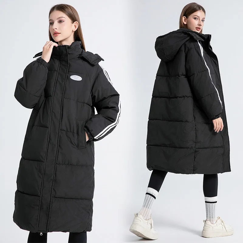 Thickened Knee-Length Water-Resistant Puffer Coat for Women