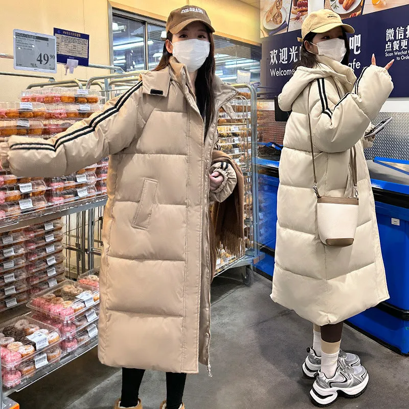 Thickened Knee-Length Water-Resistant Puffer Coat for Women