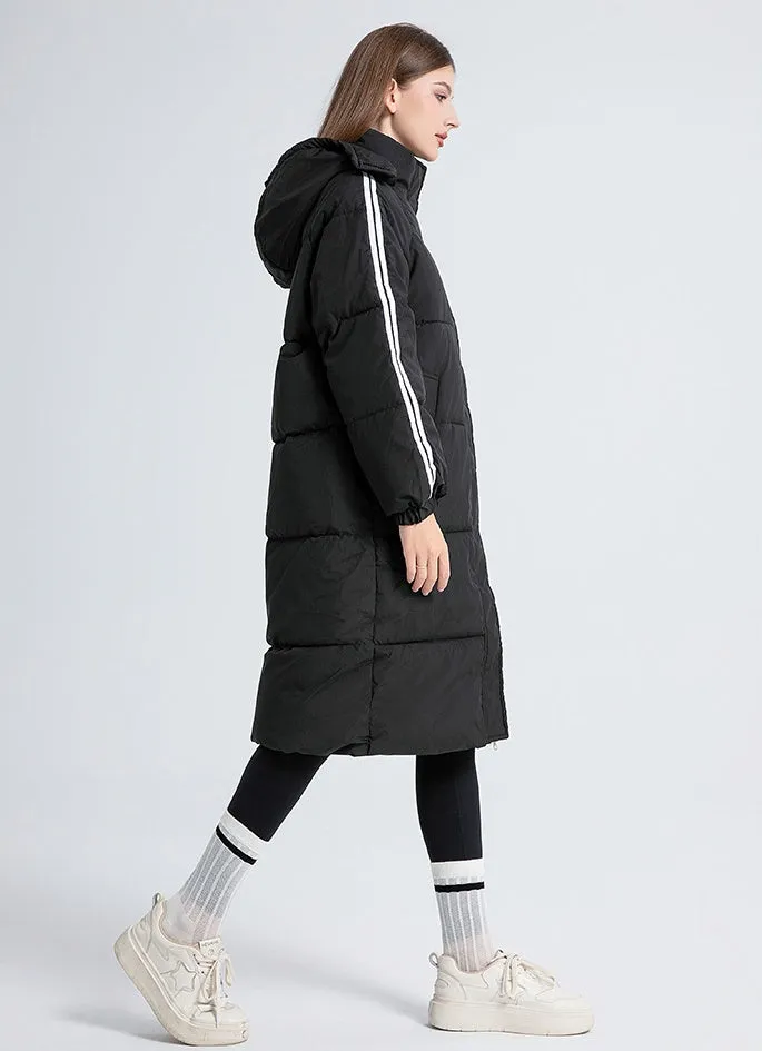 Thickened Knee-Length Water-Resistant Puffer Coat for Women