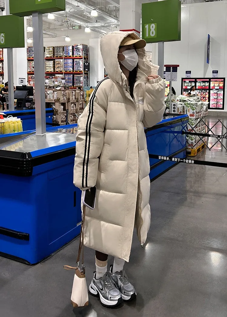 Thickened Knee-Length Water-Resistant Puffer Coat for Women