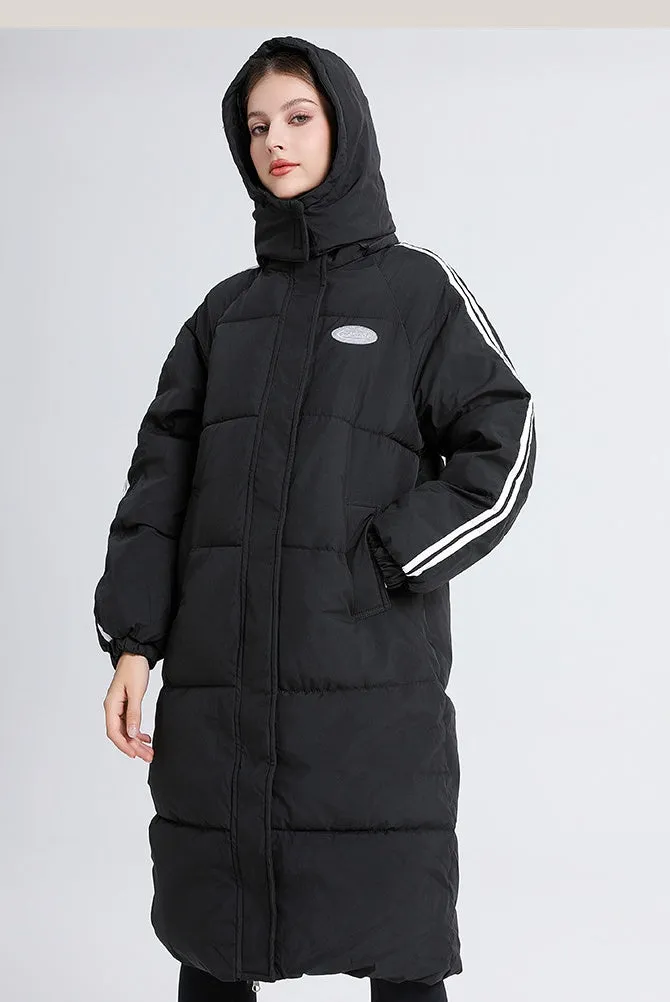 Thickened Knee-Length Water-Resistant Puffer Coat for Women