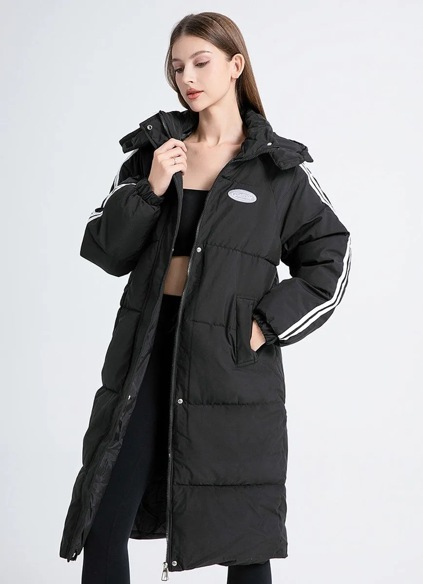 Thickened Knee-Length Water-Resistant Puffer Coat for Women