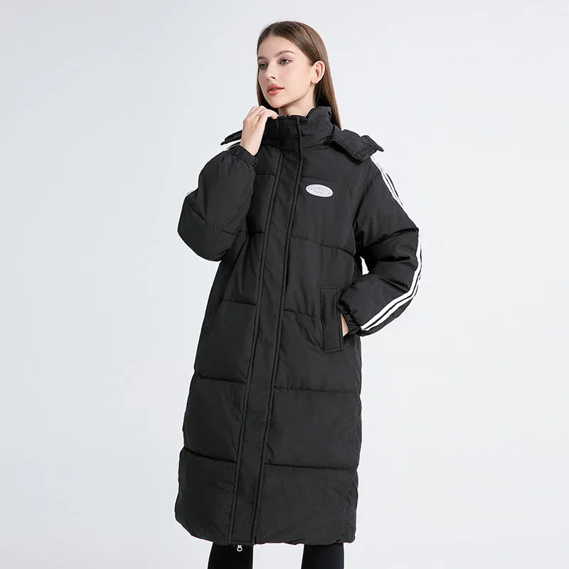 Thickened Knee-Length Water-Resistant Puffer Coat for Women