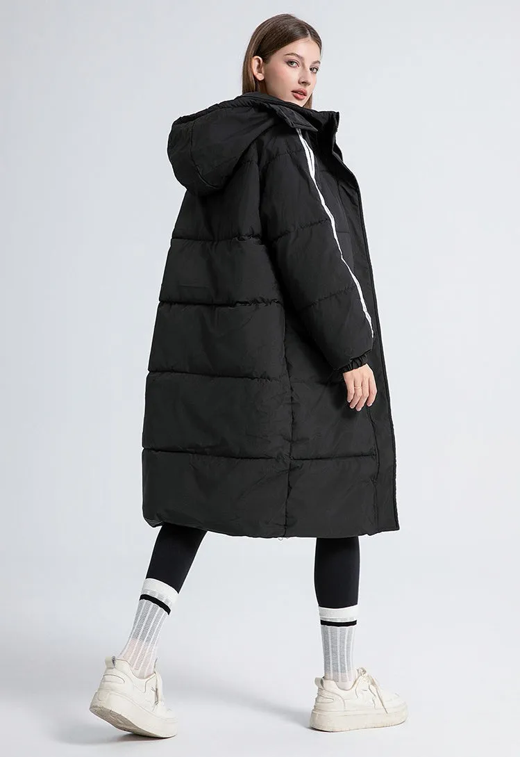 Thickened Knee-Length Water-Resistant Puffer Coat for Women