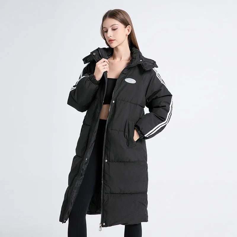 Thickened Knee-Length Water-Resistant Puffer Coat for Women
