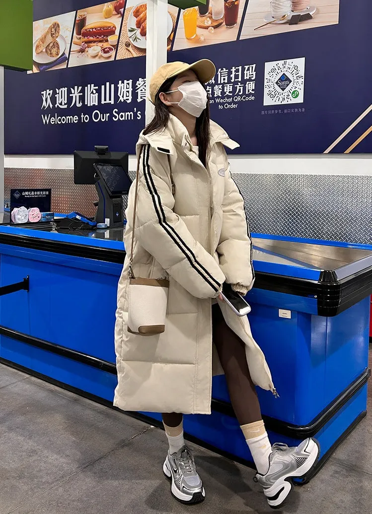 Thickened Knee-Length Water-Resistant Puffer Coat for Women