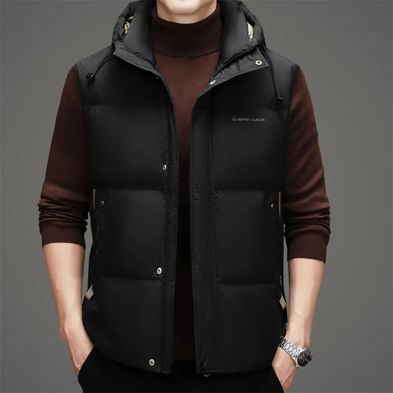 Thickened Quilted Men's Puffer Vest for Winter Warmth