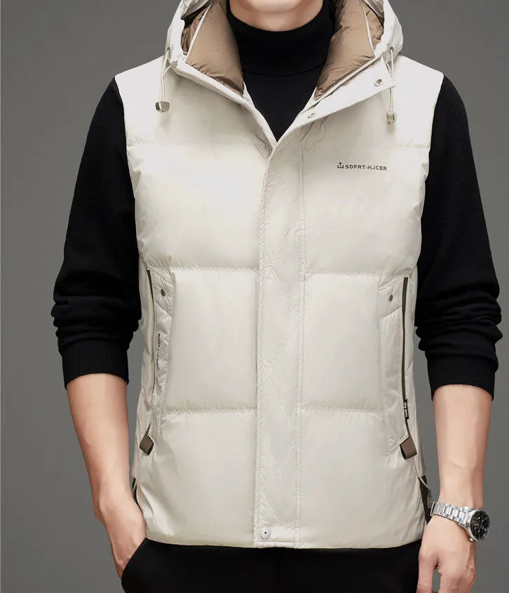 Thickened Quilted Men's Puffer Vest for Winter Warmth