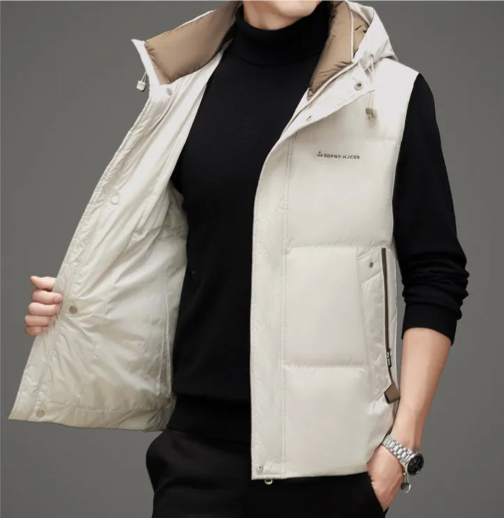 Thickened Quilted Men's Puffer Vest for Winter Warmth